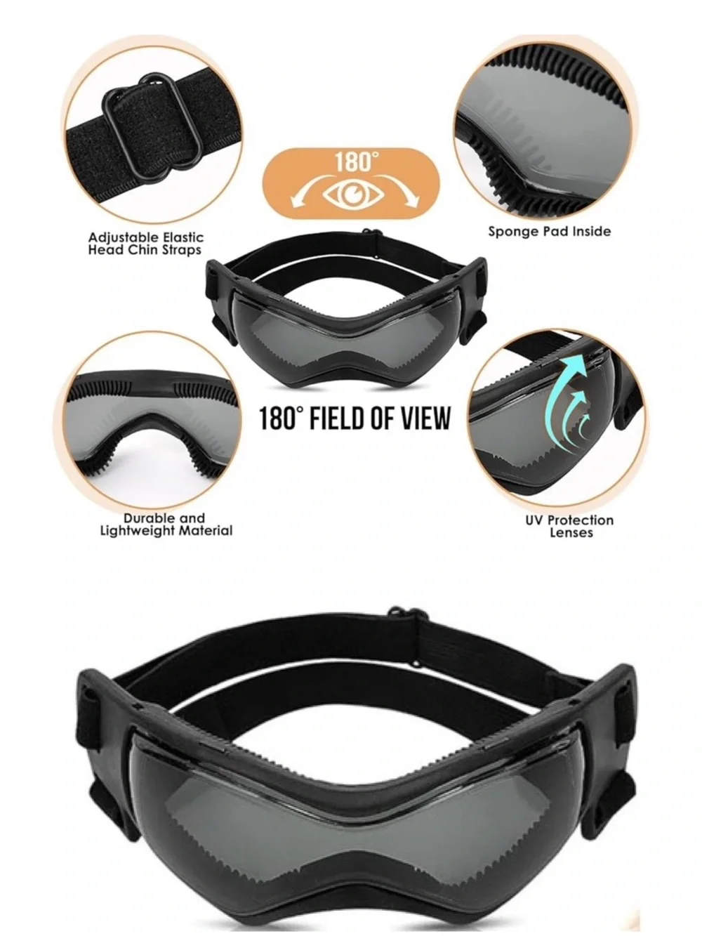 Black Protective Dog Goggles